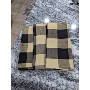 3 Park Design 100% Cotton Tavern Black Plaid Napkins